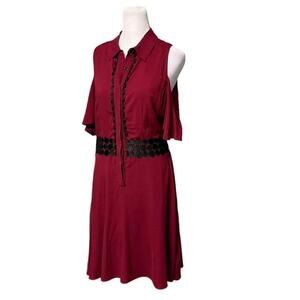 Jovonna London Burgundy Wine Red Flutter Sleeve Dress Sz 6 Small NWT